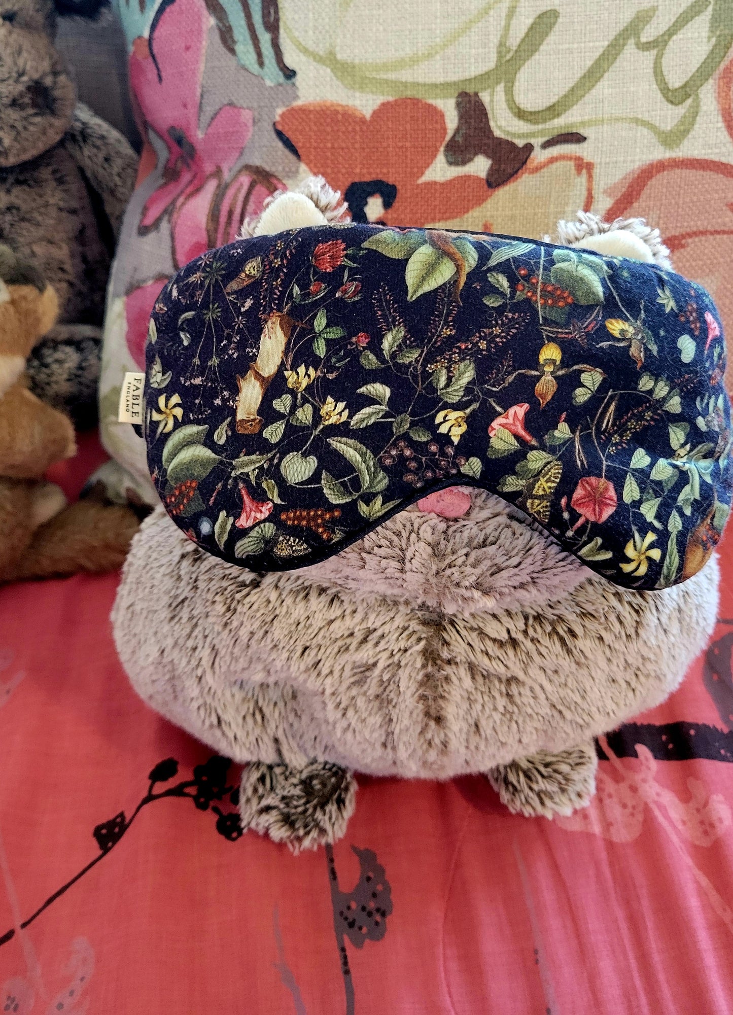 LUXURY BOUTIQUE GIFT 'Take Me Away' - FABLE ENGLAND Navy Forest Garden Cosmetic Bag with matching Forest Garden Sleep Mask
