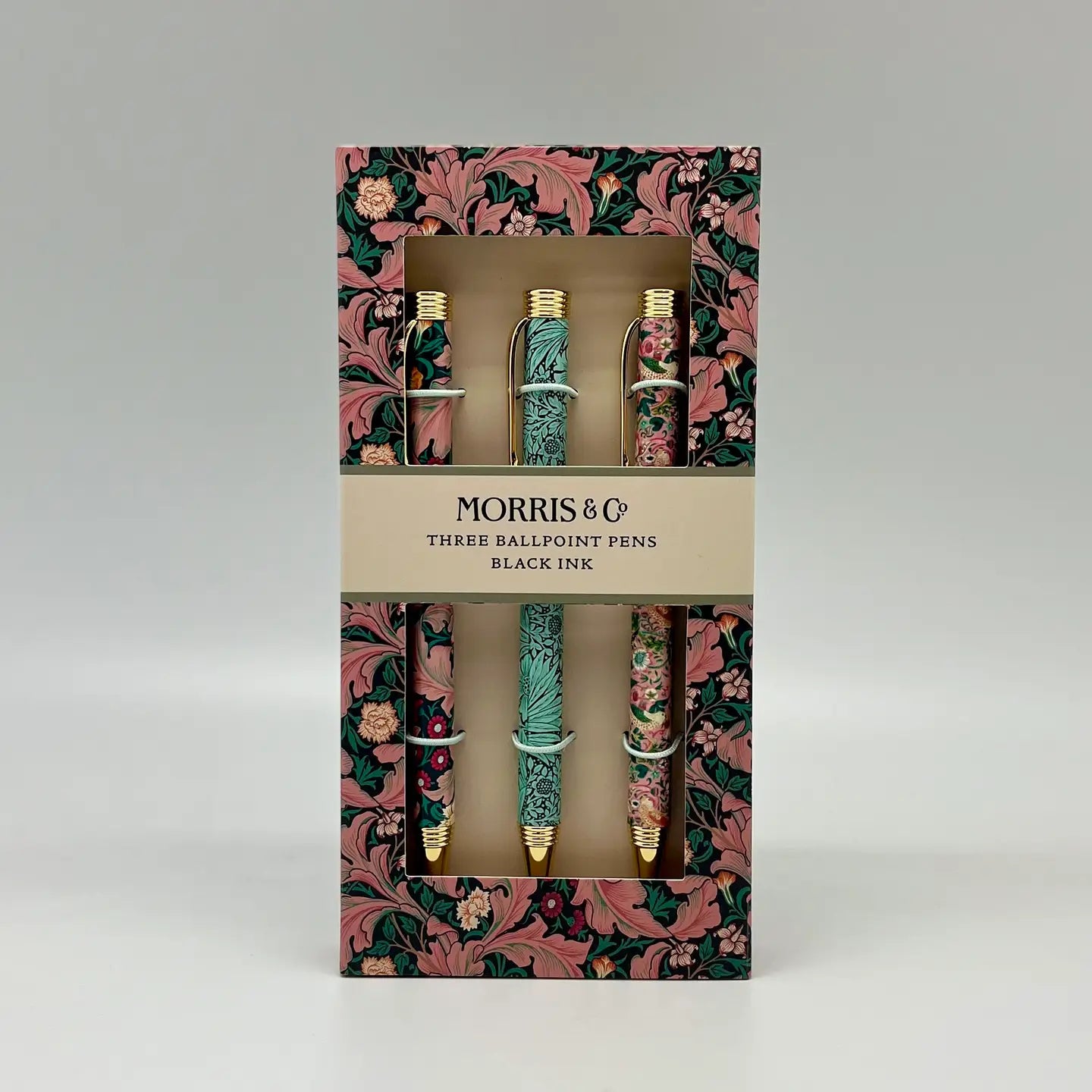 William Morris - Gift Set 3 Pens Pink Flowers Stationery