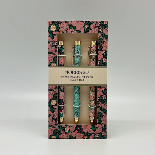 William Morris - Gift Set 3 Pens Pink Flowers Stationery