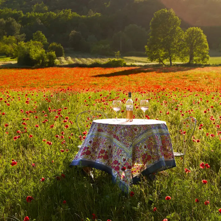 LUXURY PICNIC GIFT BASKET 'Great Escapes' - Portable Wooden Picnic Table, Fine French Linen Tablecloth, Floral Vintage Mini Bluetooth Speaker