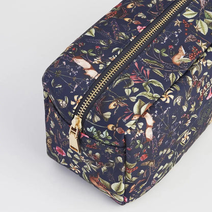 LUXURY BOUTIQUE GIFT 'Take Me Away' - FABLE ENGLAND Navy Forest Garden Cosmetic Bag with matching Forest Garden Sleep Mask