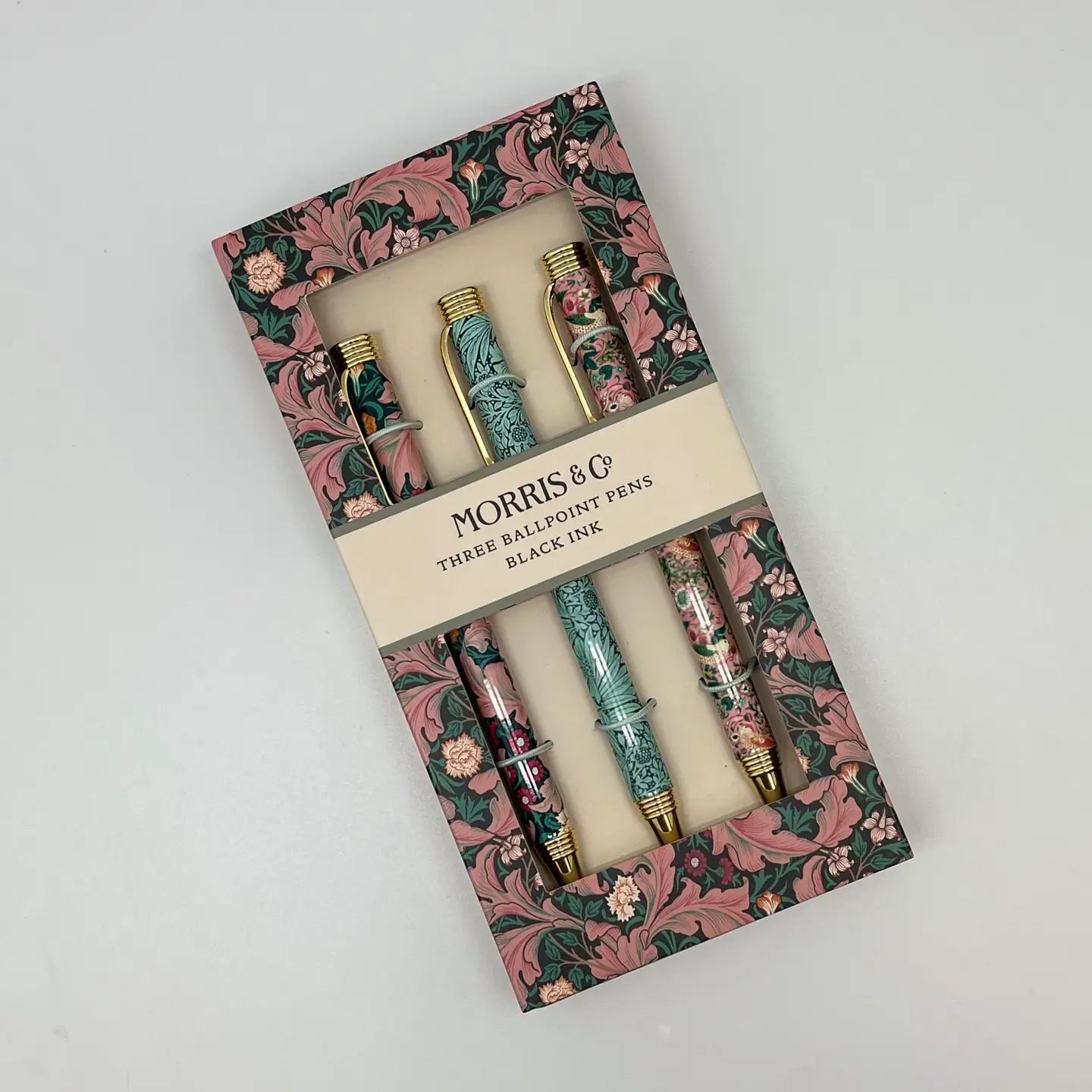 William Morris - Gift Set 3 Pens Pink Flowers Stationery